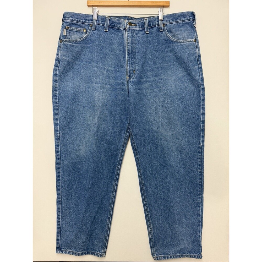 Carhartt Jeans Mens 46x30 Blue B17-DST Relaxed Fit Tapered Leg Denim Work Pants